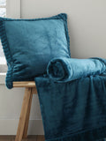 Catherine Lansfield teal blue velvet faux fur throw 150x200cm - British product
