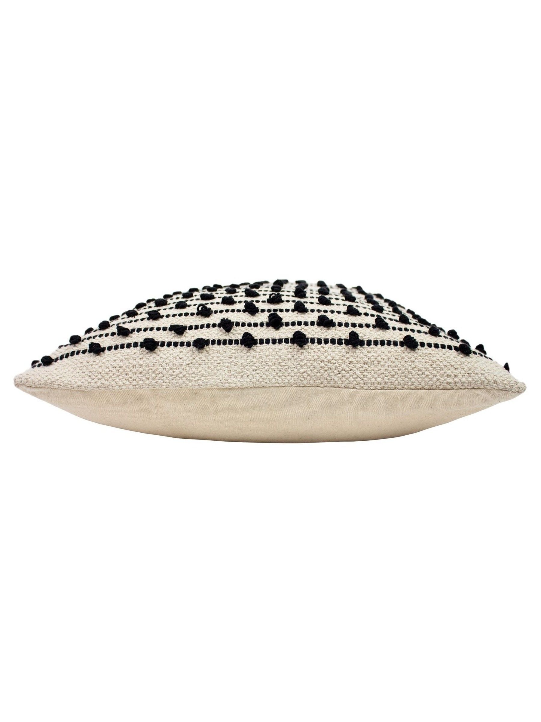 Furn Mossa woven cushion neutral with black stripes, imported from the UK