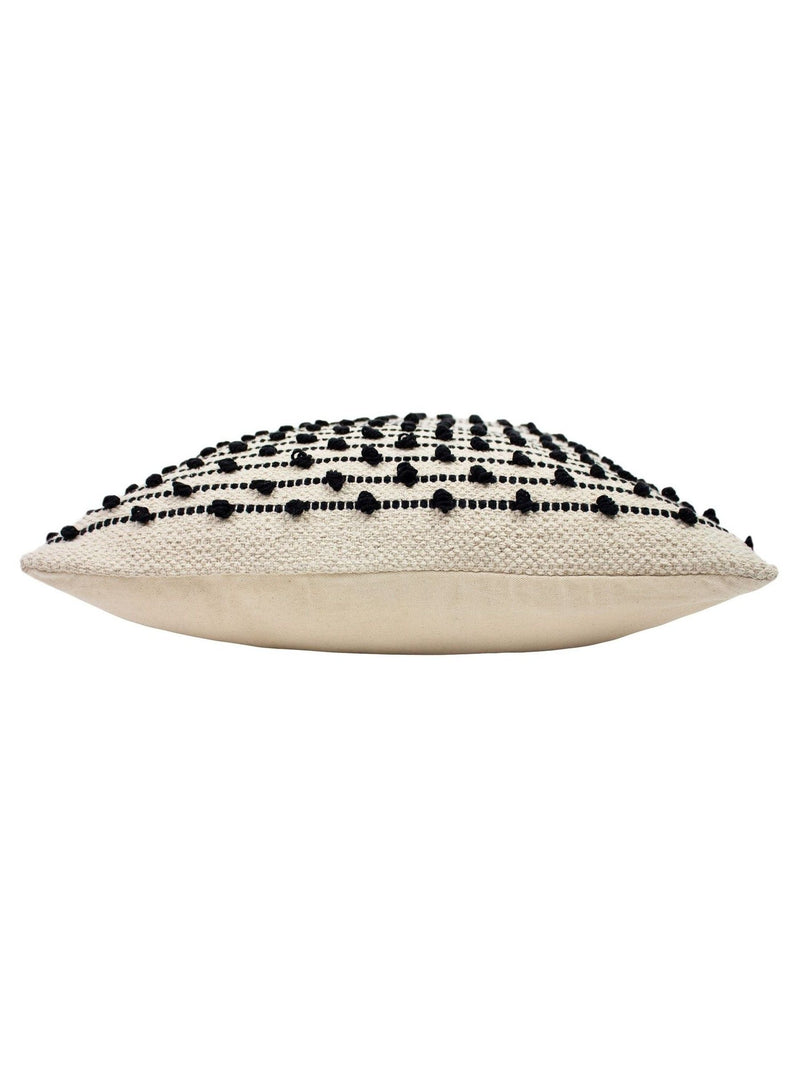 Furn Mossa woven cushion neutral with black stripes, imported from the UK