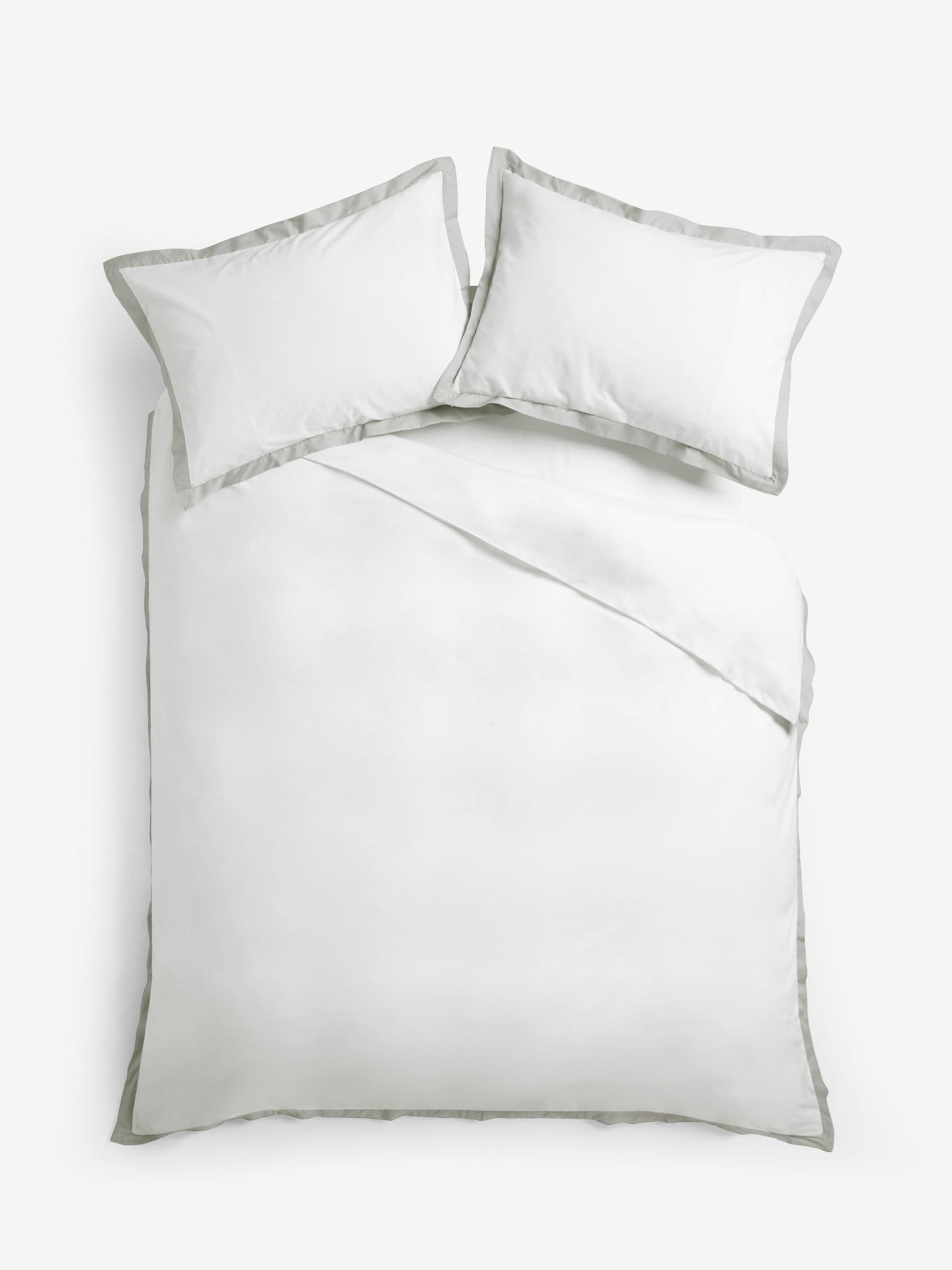 White/Silver Cotton Rich Oxford Duvet Cover and Pillowcase Set