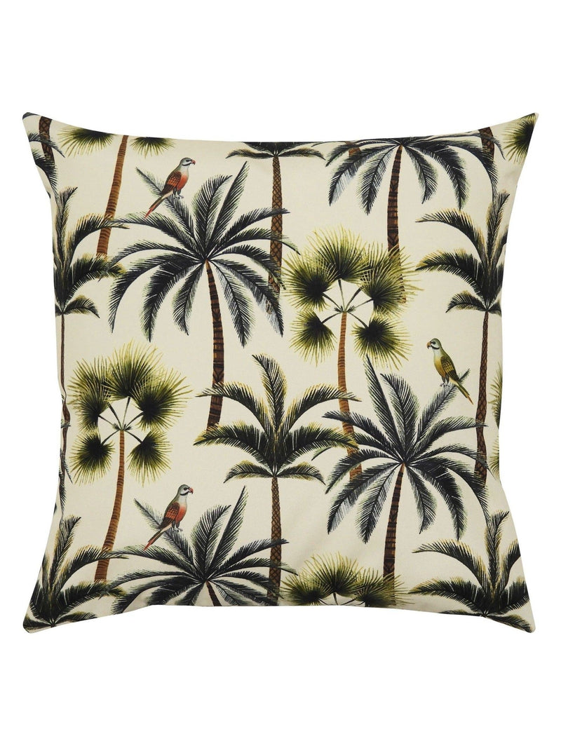 Evans Lichfield Green Palms outdoor cushion 43cm, imported from the UK