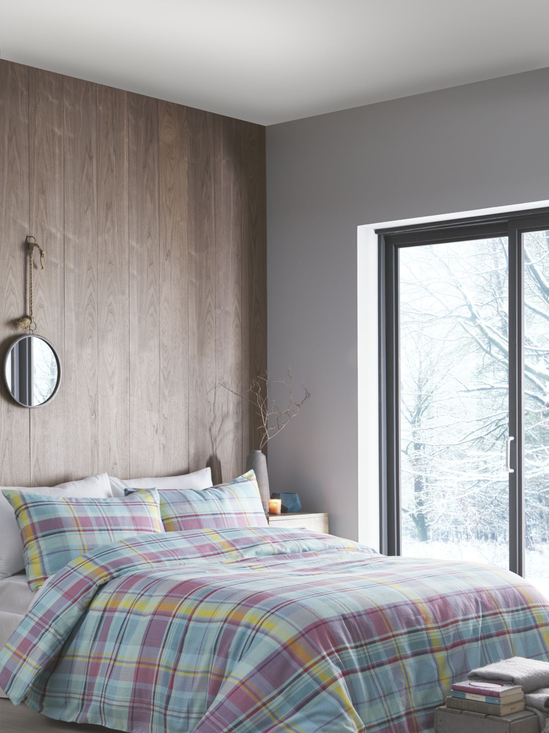 Appletree Blue Hygge Applecross Check duvet cover and pillowcase set - British product