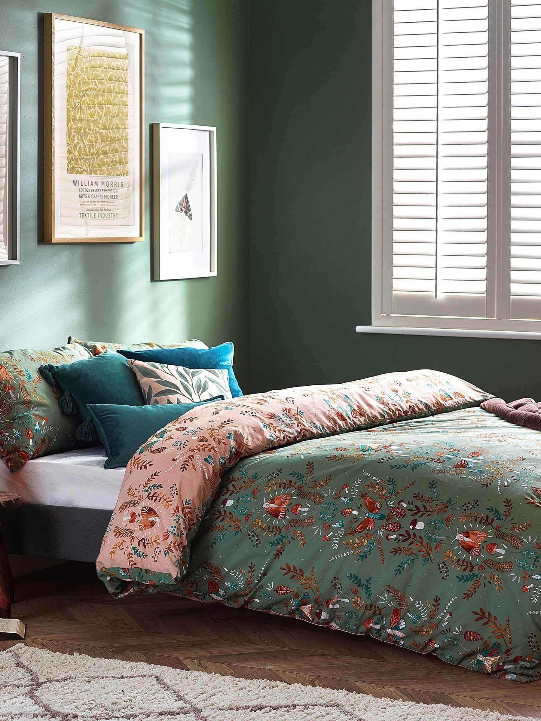 Furn Green Lunawood reversible duvet cover and pillowcase set - British product