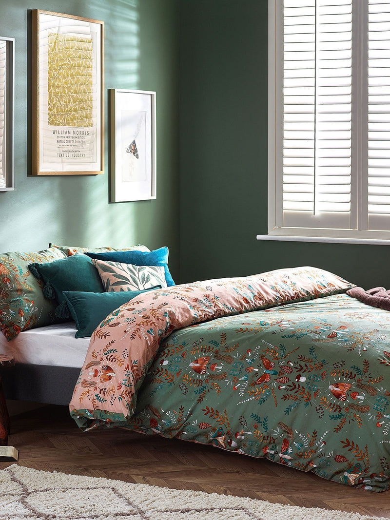 Furn Green Lunawood reversible duvet cover and pillowcase set - British product