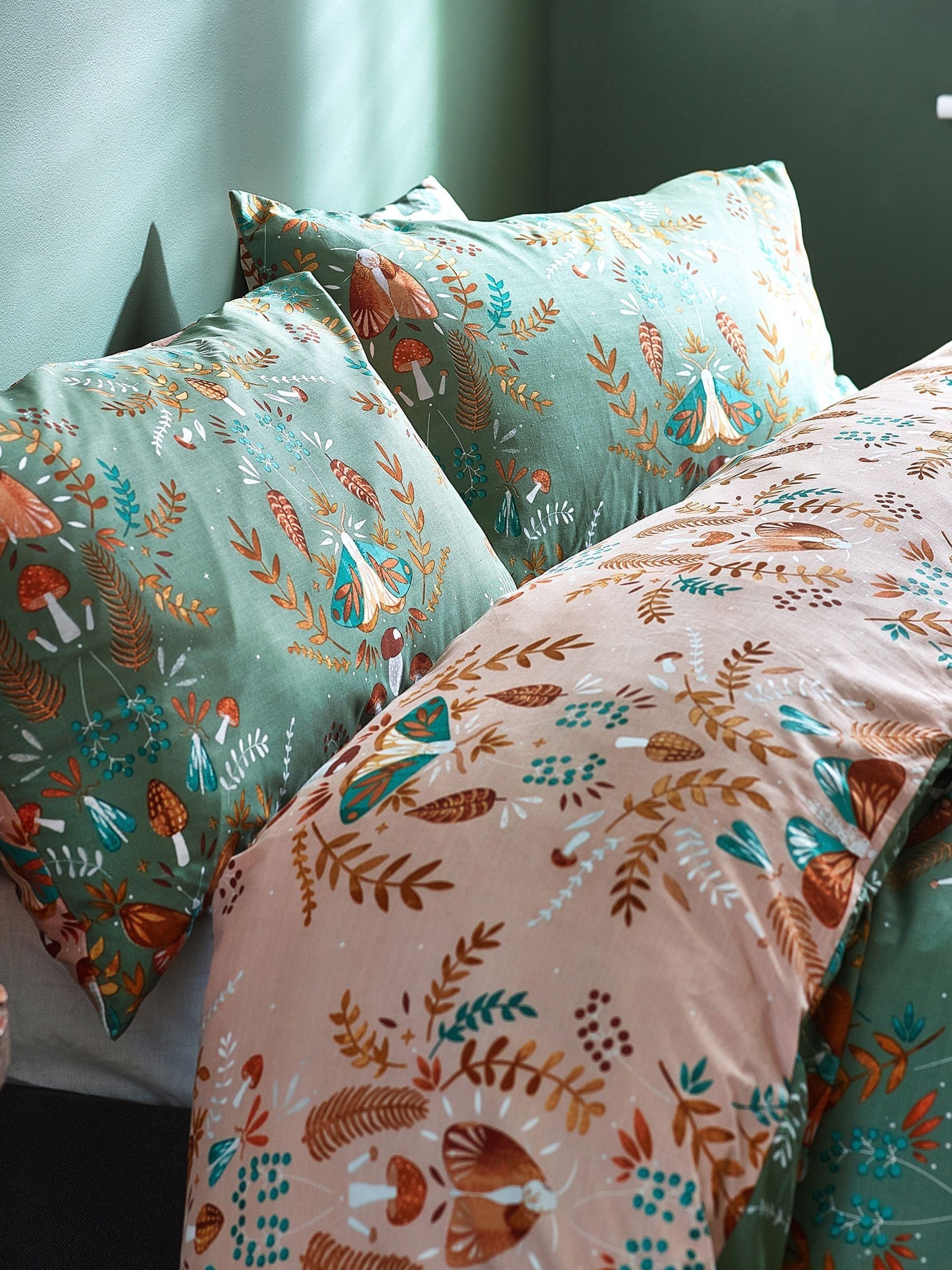 Furn Green Lunawood reversible duvet cover and pillowcase set - British product