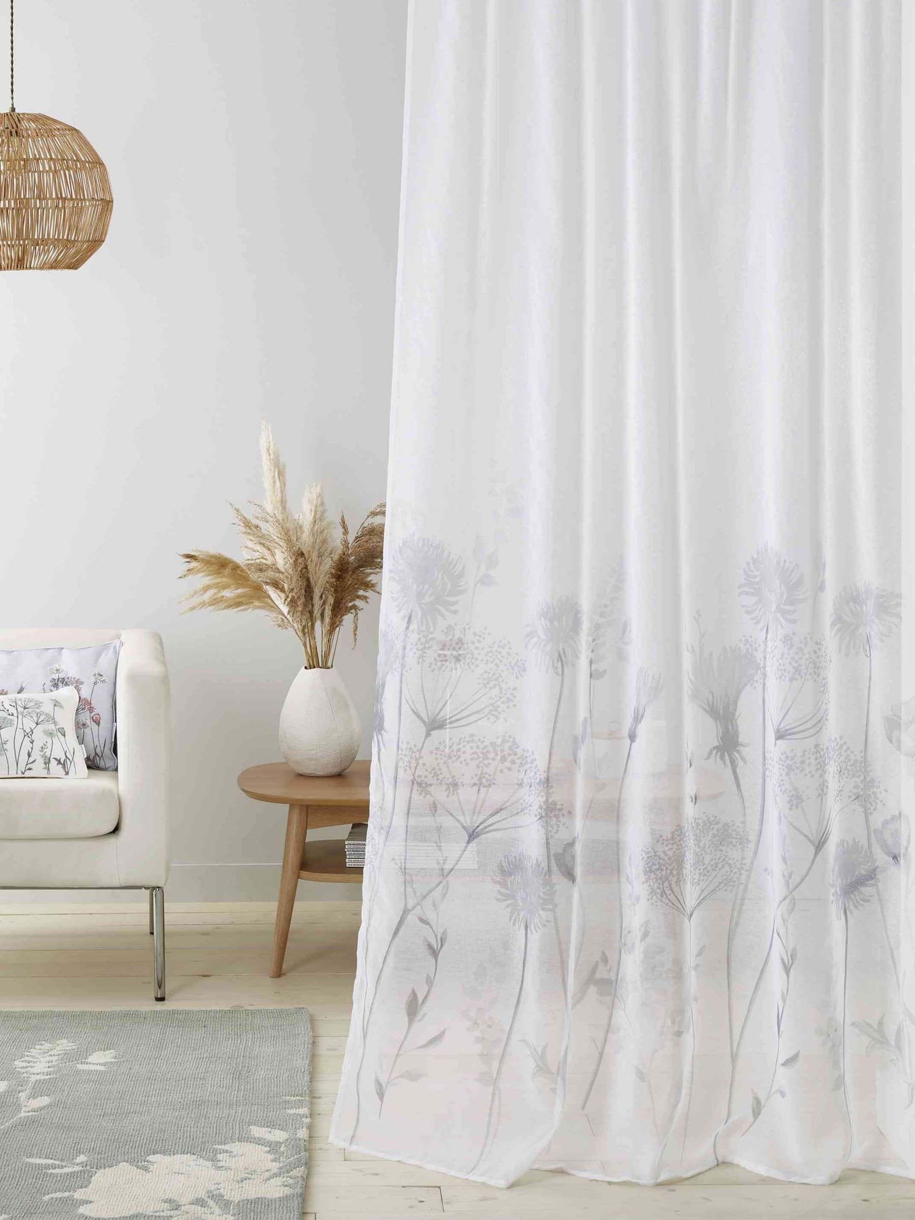 Catherine Lansfield white meadowsweet floral voile curtain panel 140x120cm (British brand)