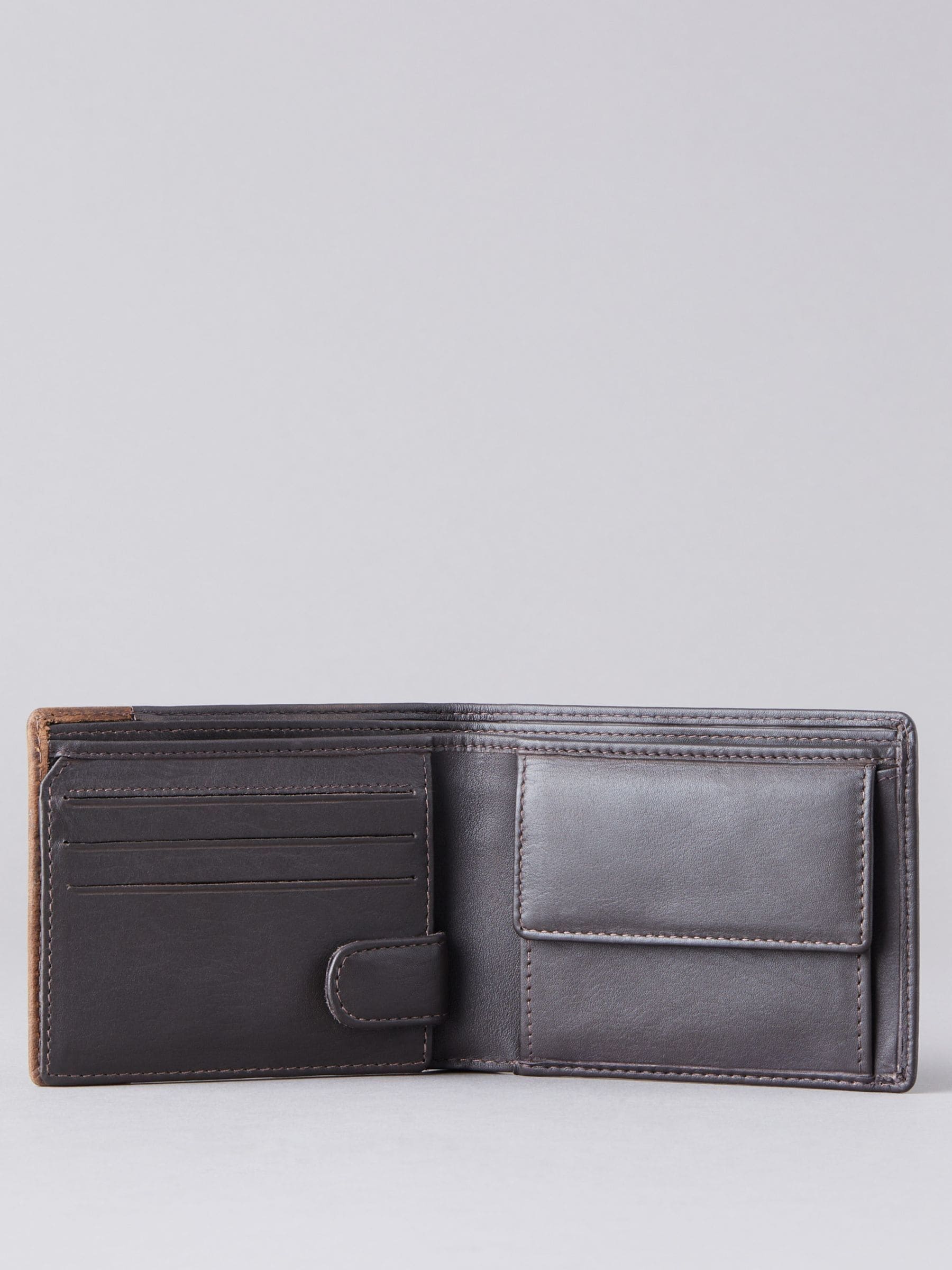 Lakeland Leather brown stitch bi-fold wallet (British brand)
