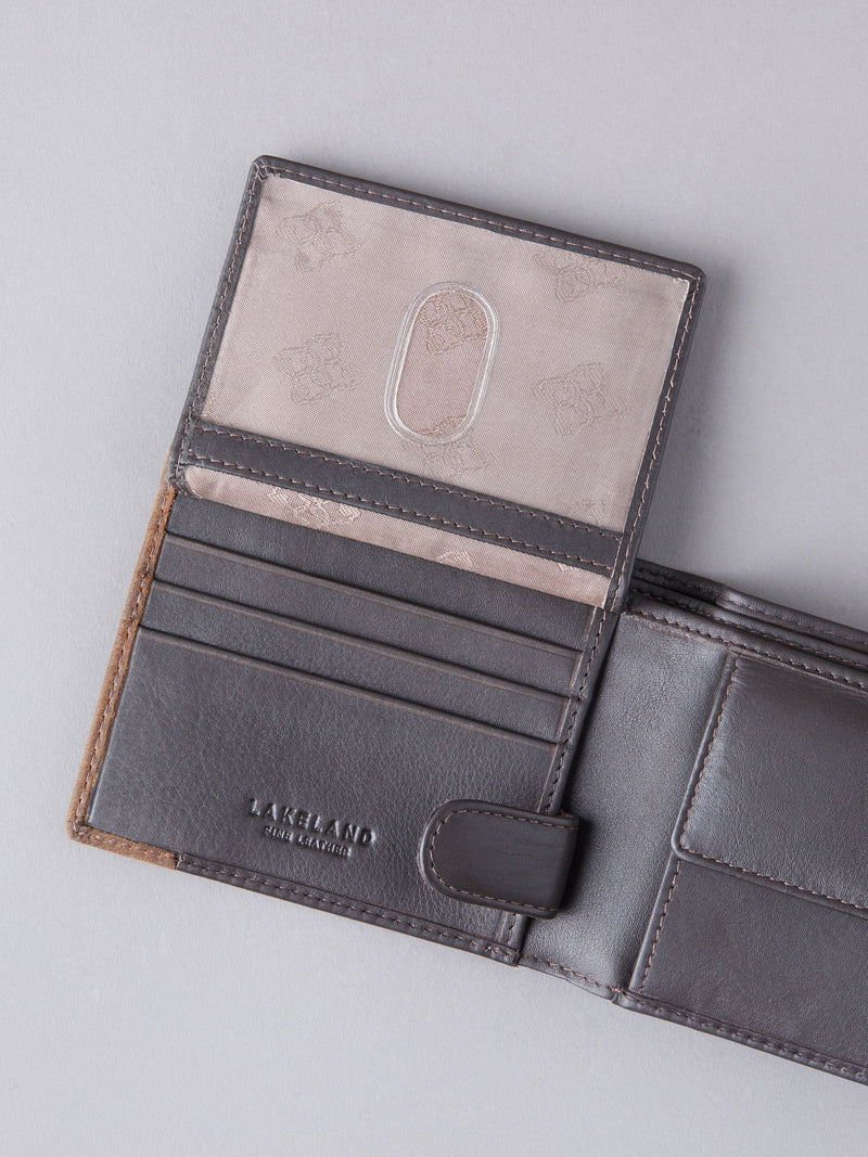 Lakeland Leather brown stitch bi-fold wallet (British brand)