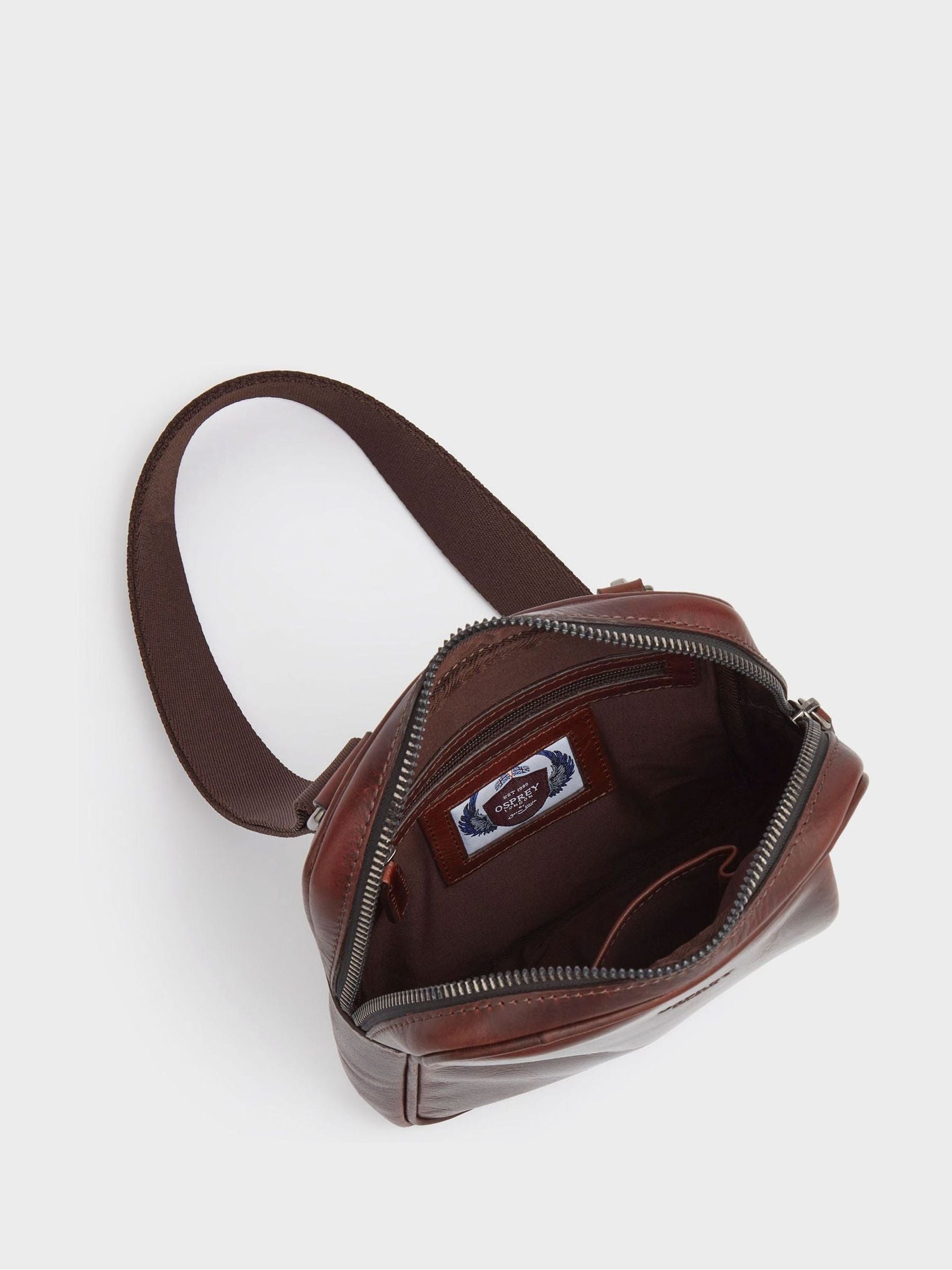 Osprey London brown Carter small saddle leather messenger bag - British product