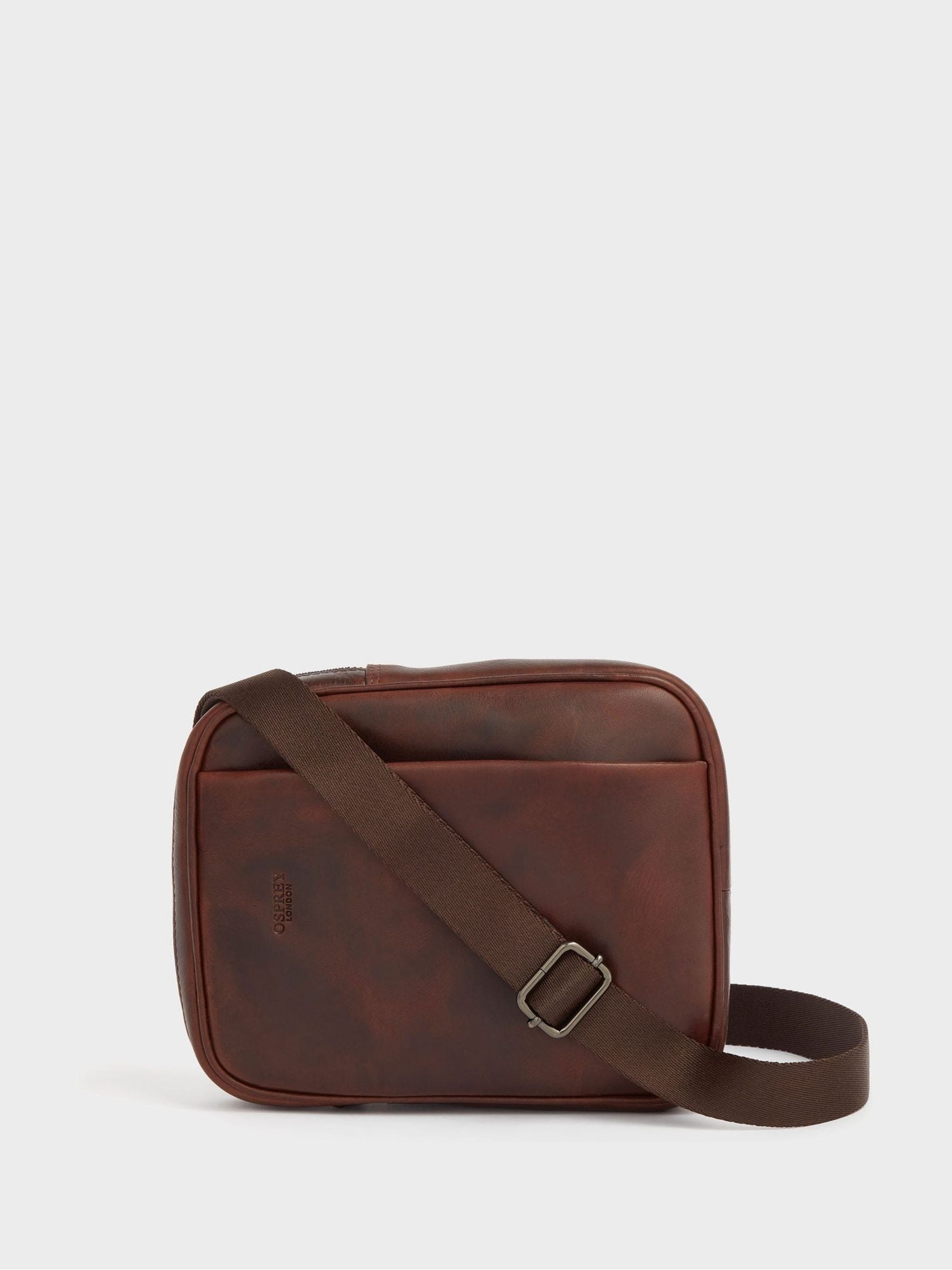 Osprey London brown Carter small saddle leather messenger bag - British product