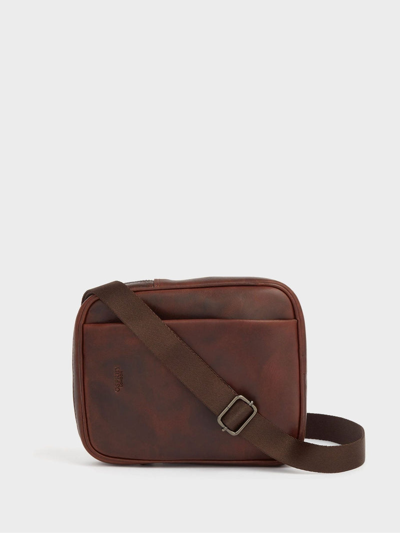 Osprey London brown Carter small saddle leather messenger bag - British product