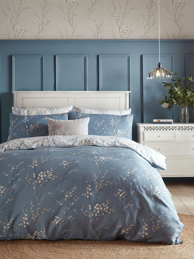 Next Laura Ashley Blue Dark Seaspray Pussy Willow Reversible Sateen Duvet Cover and Pillowcase Set- Buy online at McGrocer