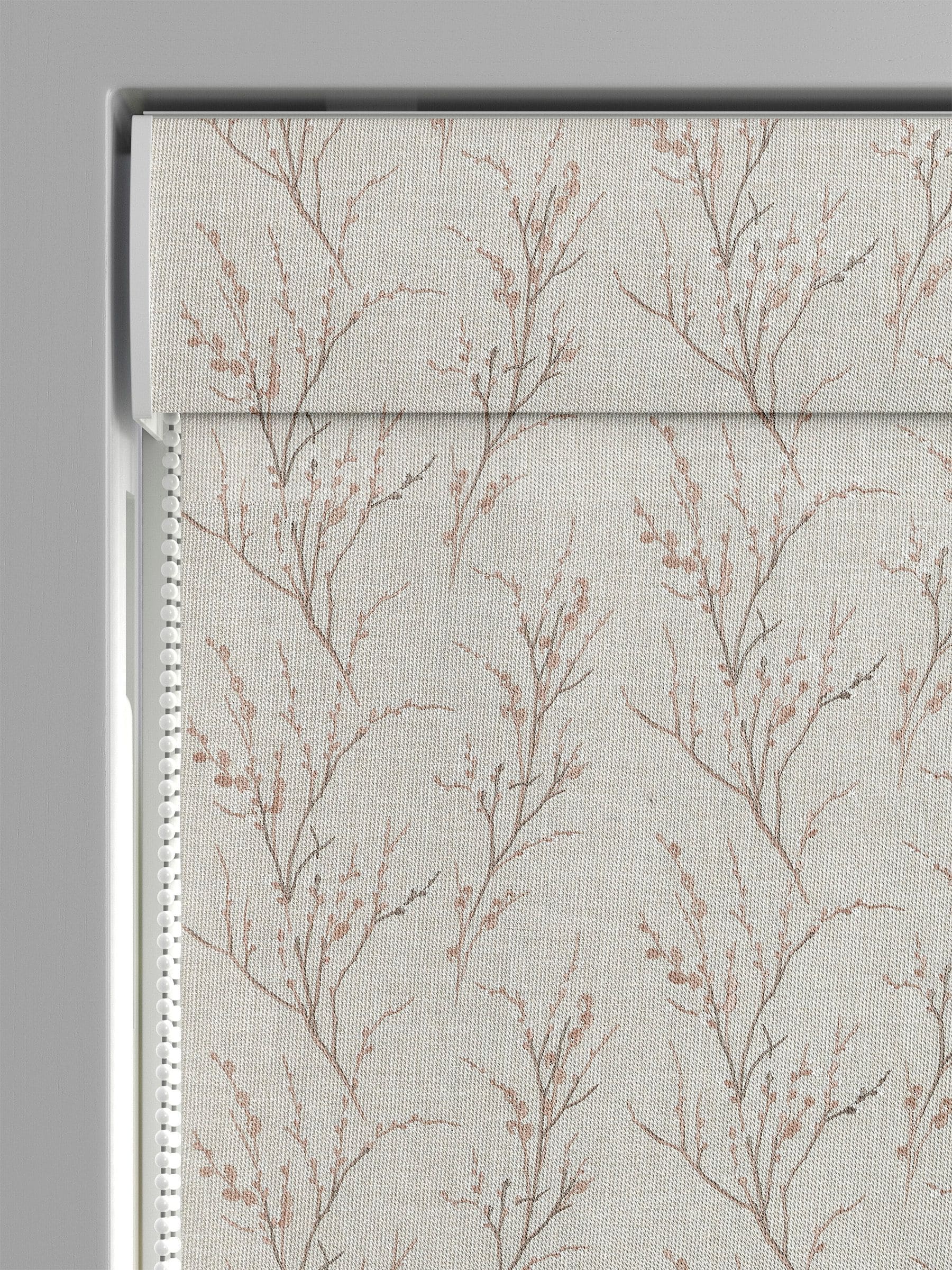 Laura Ashley blush pink pussy willow embroidered roman blind, imported from the UK