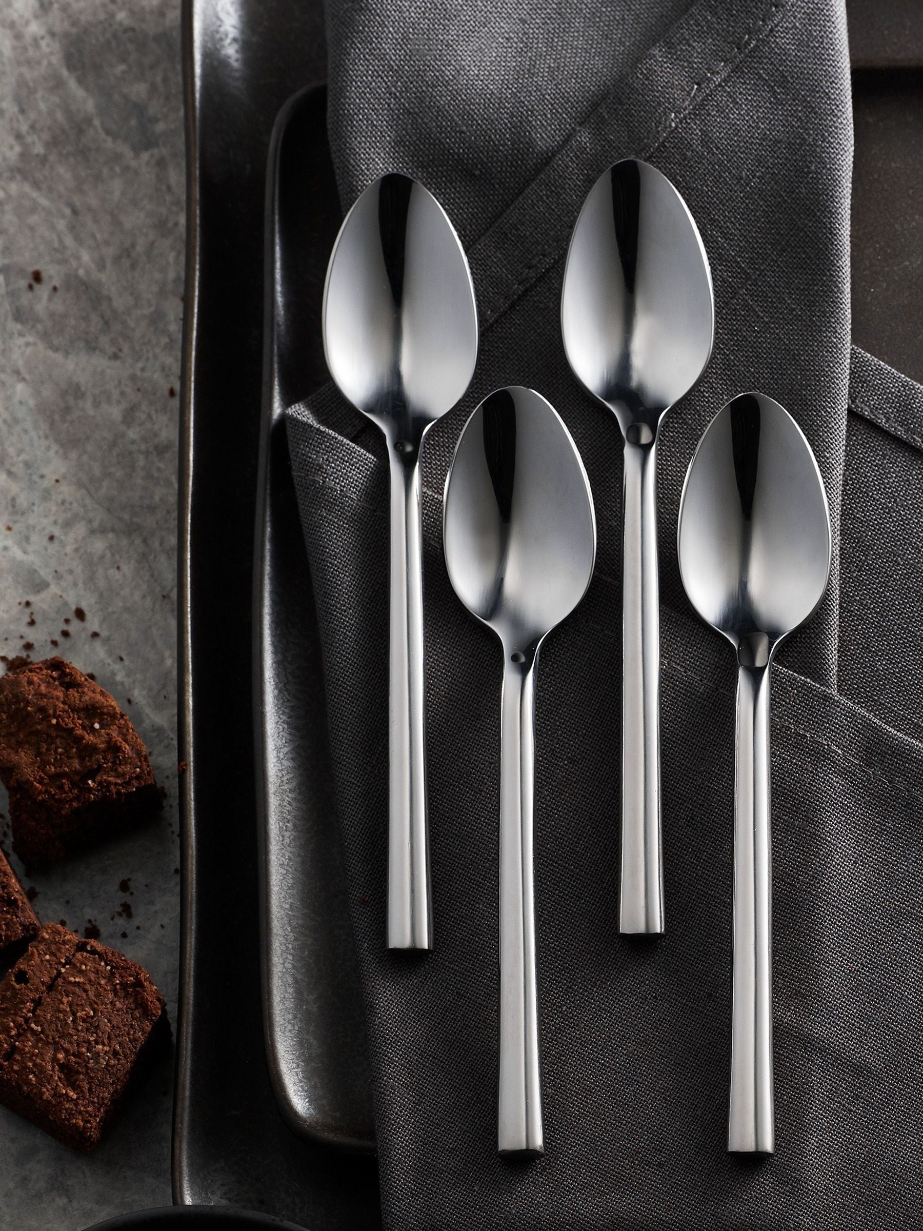 Kensington silver stainless steel tea spoon cutlery set 4 piece (British brand)