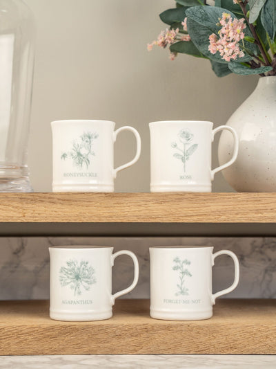 Next Mary Berry Set of 4 White Flowers Garden Espresso Mugs- Buy online at McGrocer