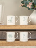 Mary Berry Set of 4 White Flowers Garden Espresso Mugs
