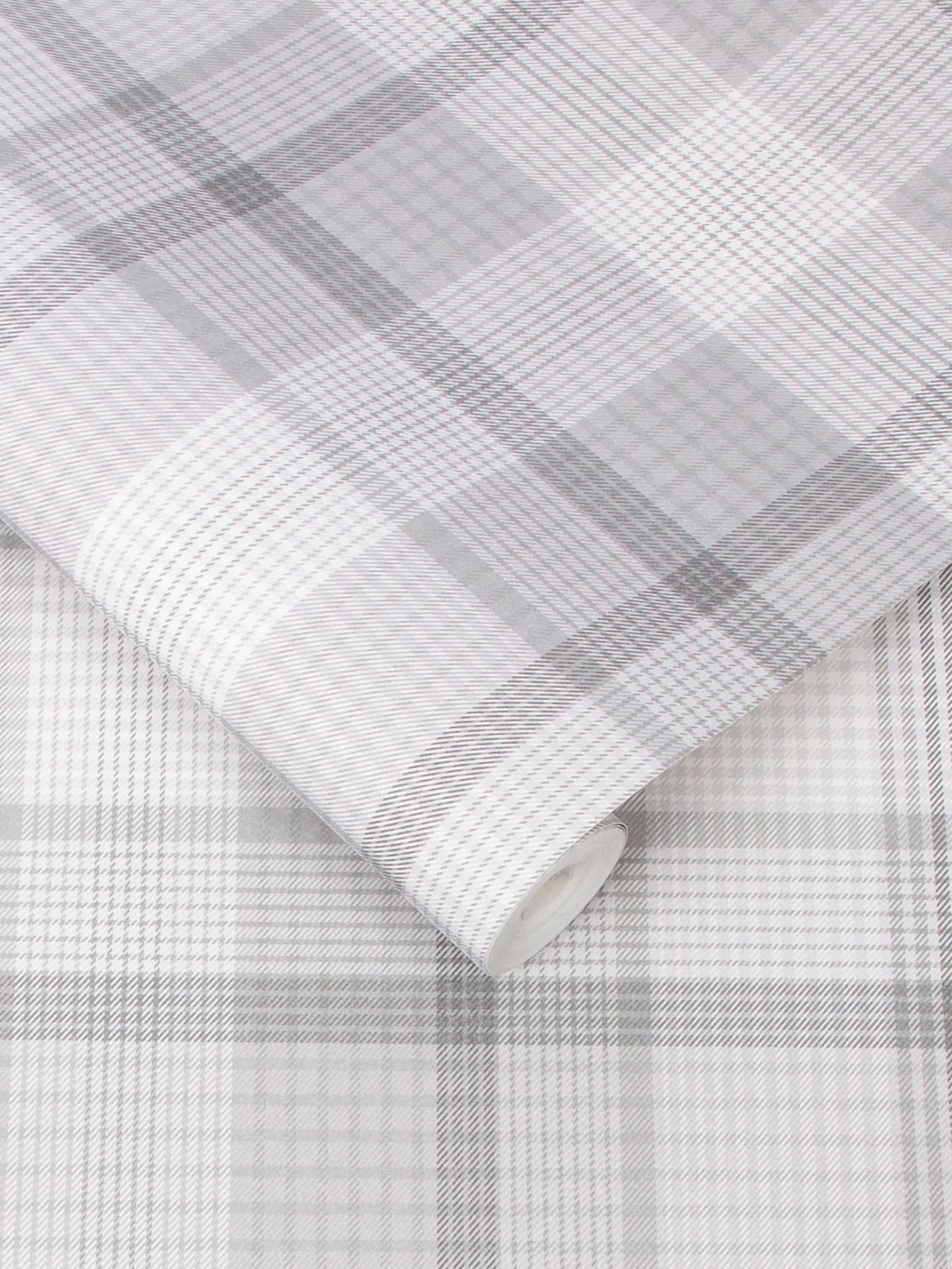 Graham & Brown Grey Heritage Plaid wallpaper 10M (British brand)