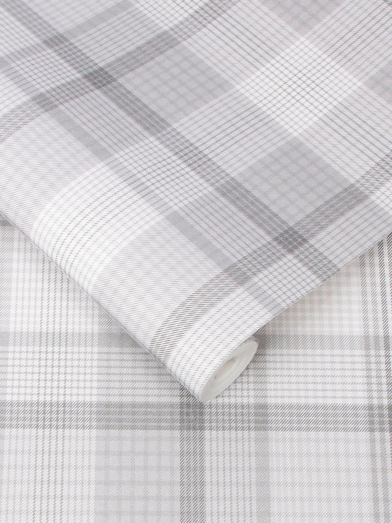 Graham & Brown Grey Heritage Plaid wallpaper 10M (British brand)