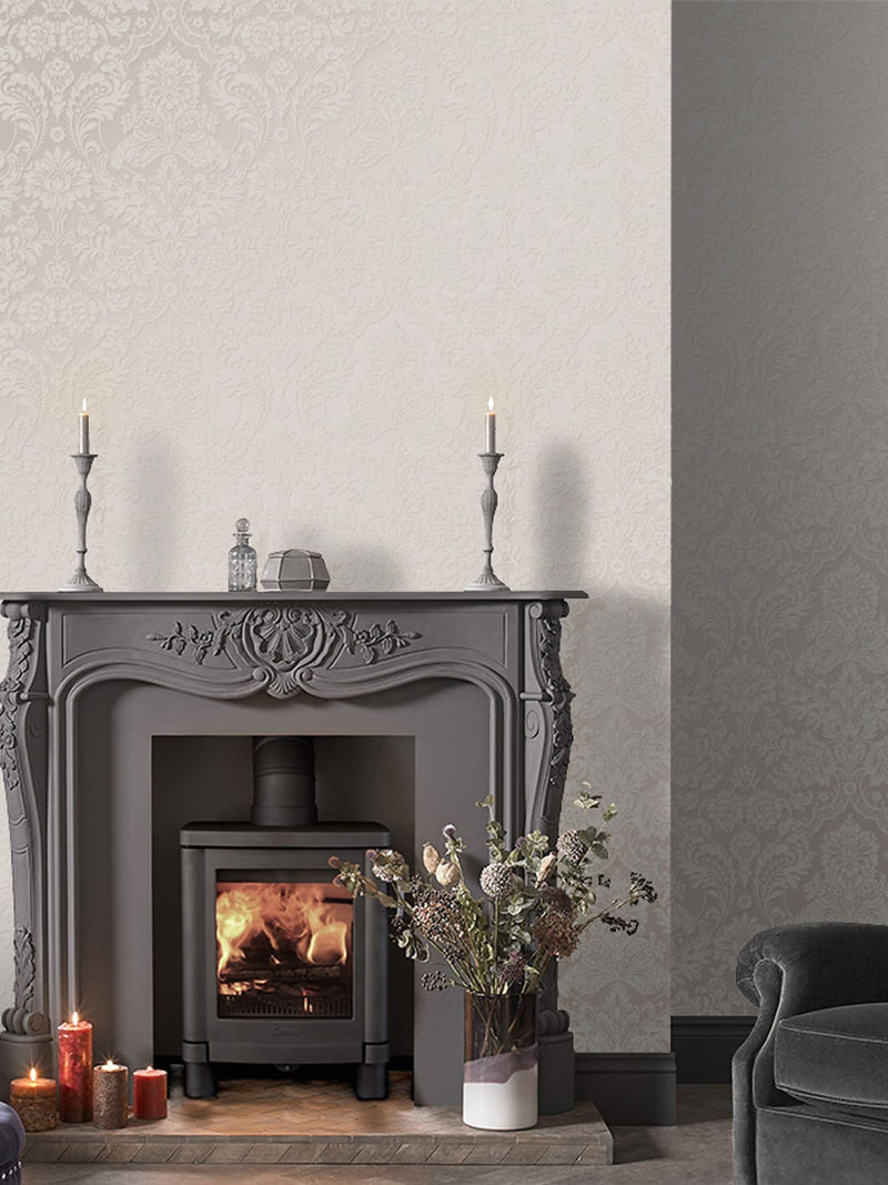 Graham & Brown Cobalt Blue Gothic Damask Wallpaper Sample