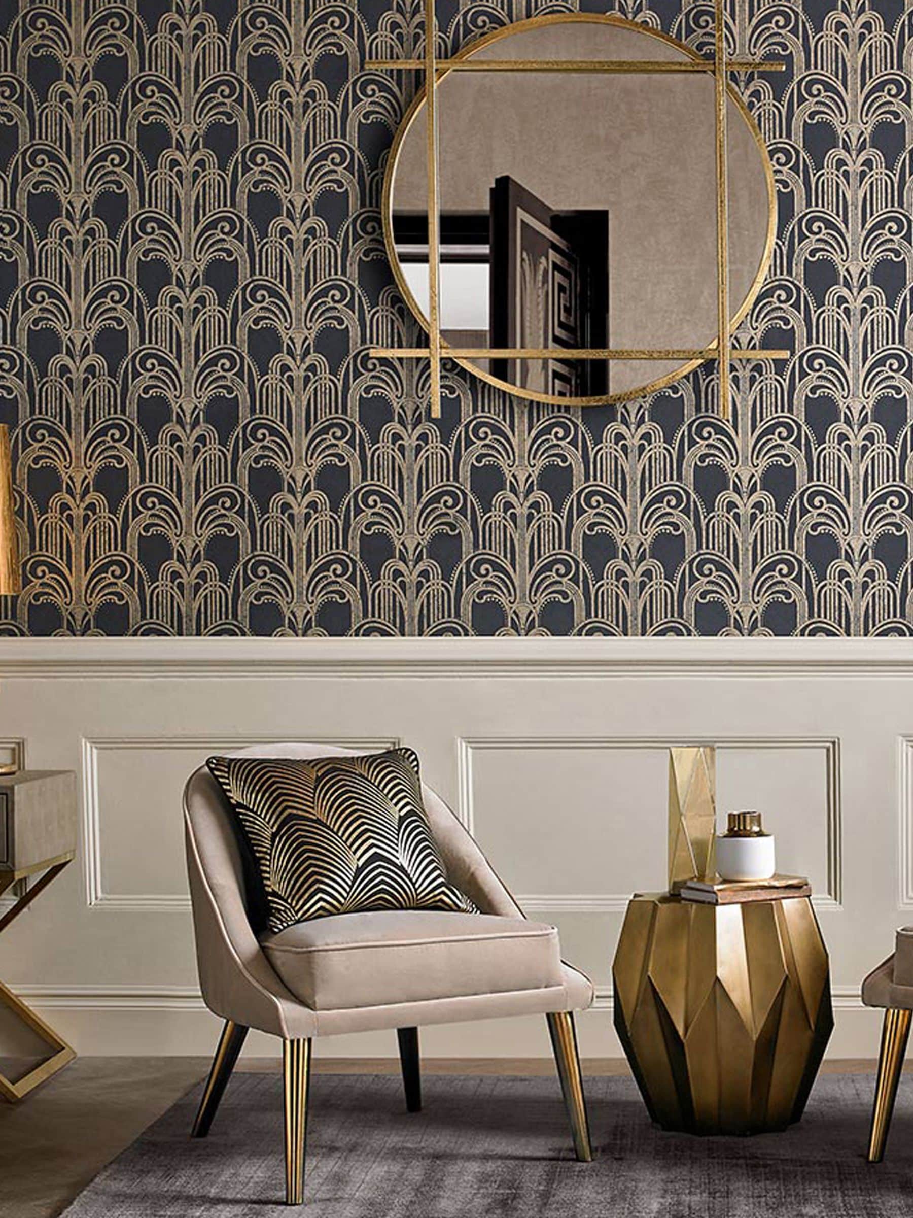 Graham & Brown Gold Art Deco Wallpaper Sample