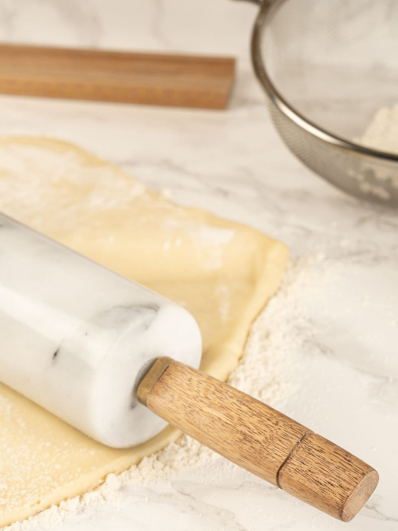 Kitchen Pantry White Marble Rolling Pin With Stand