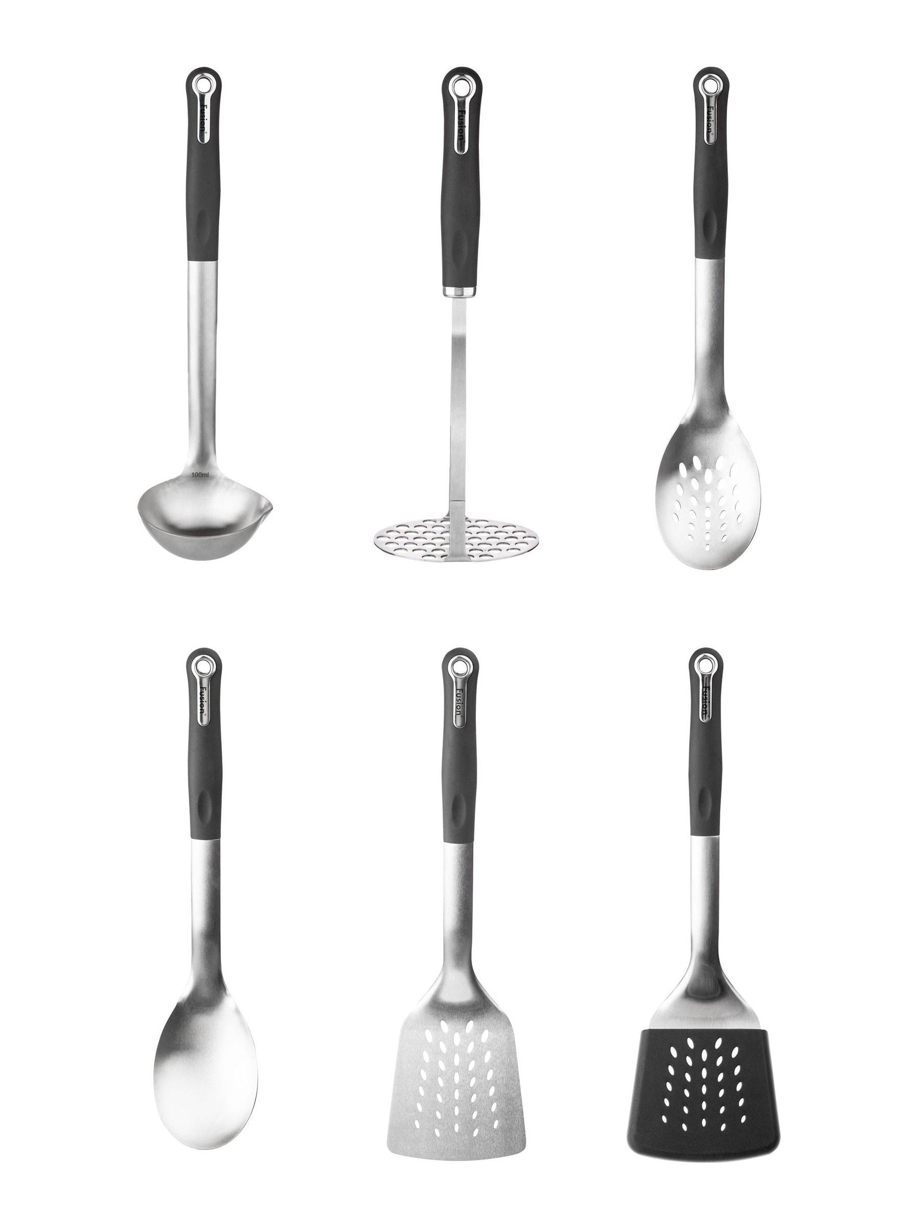Fusion black 6-piece kitchen utensil set - British product