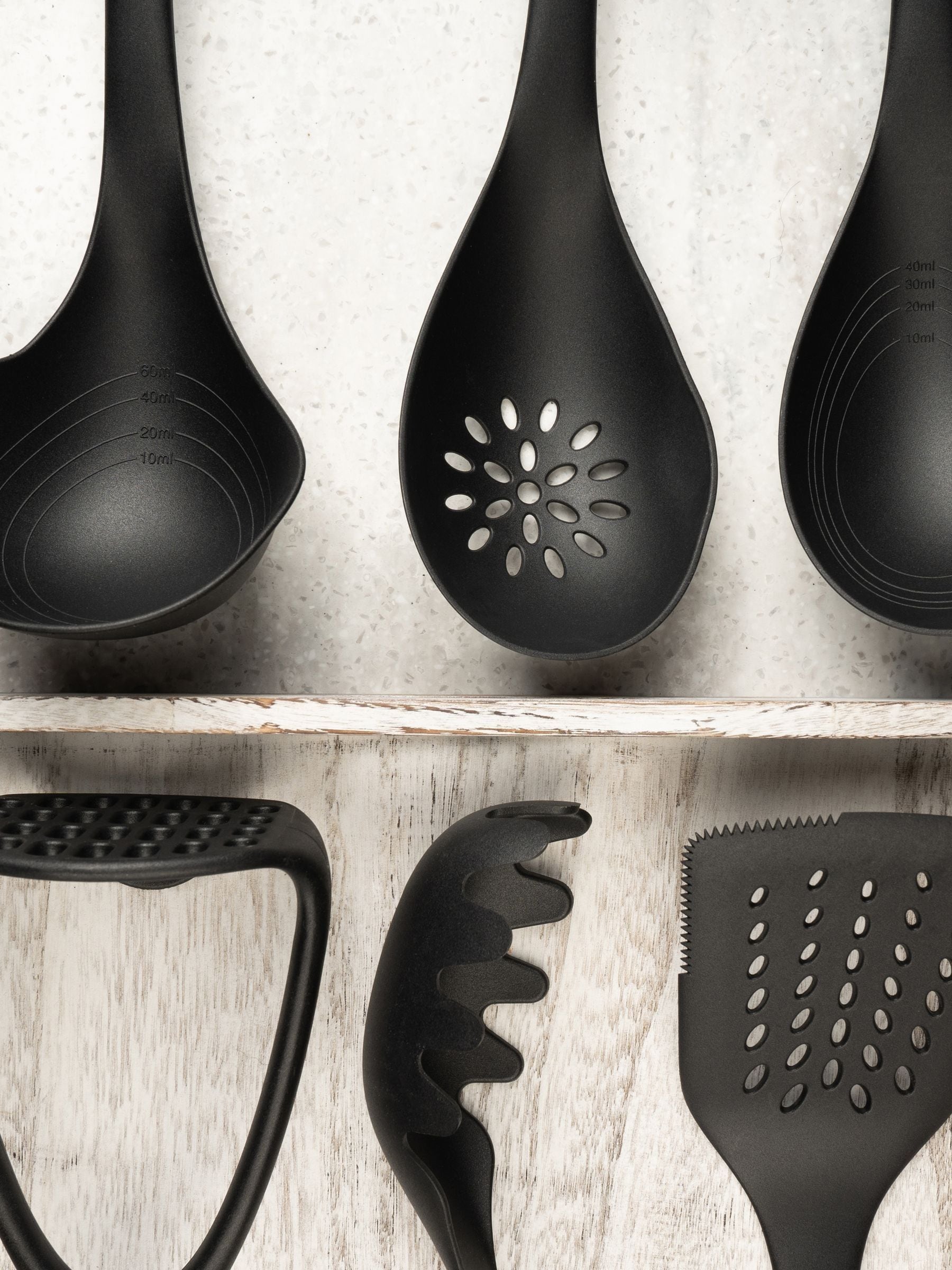 Fusion black nylon 6-piece utensil set - British product