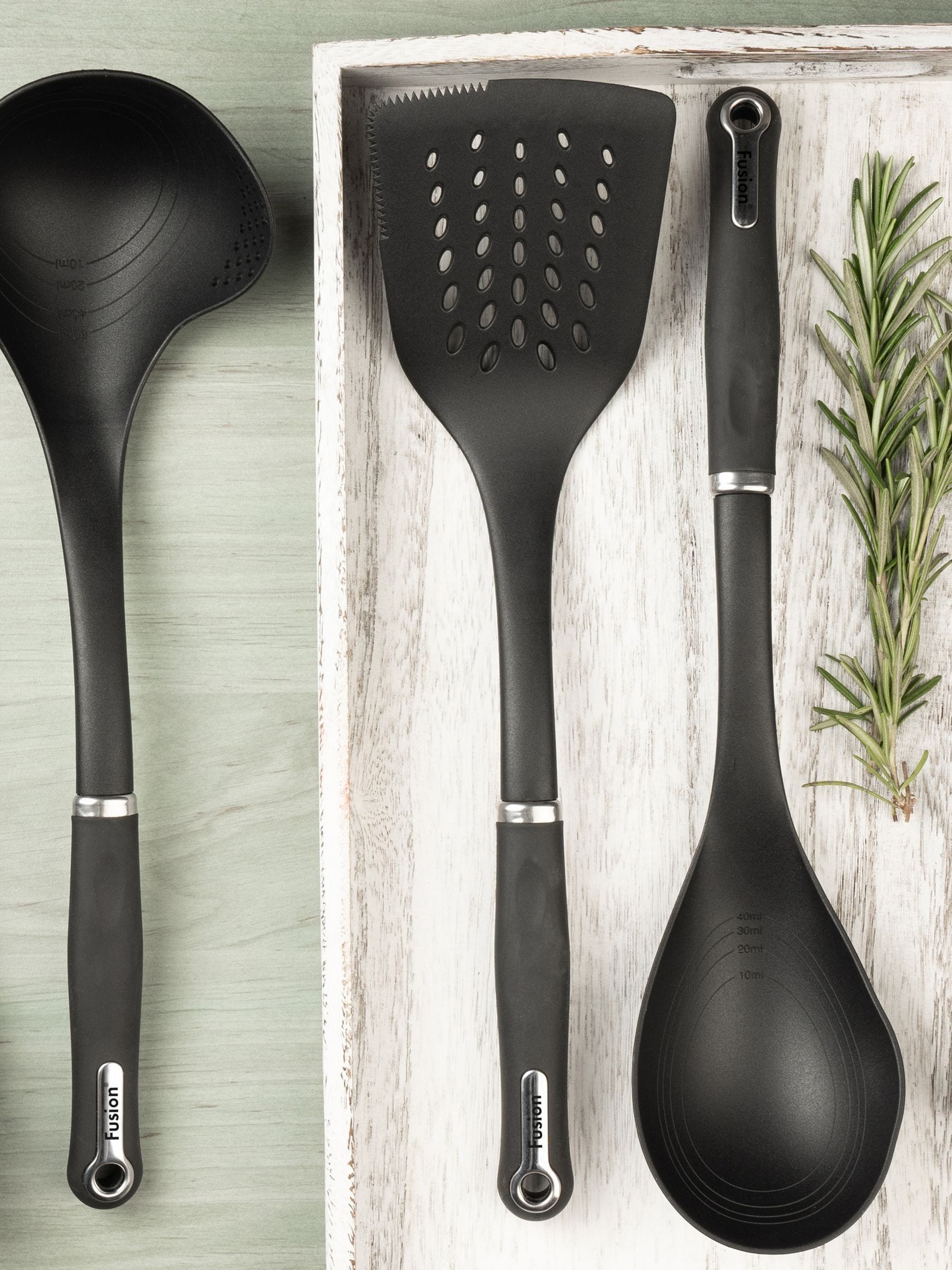 Fusion black nylon 6-piece utensil set - British product