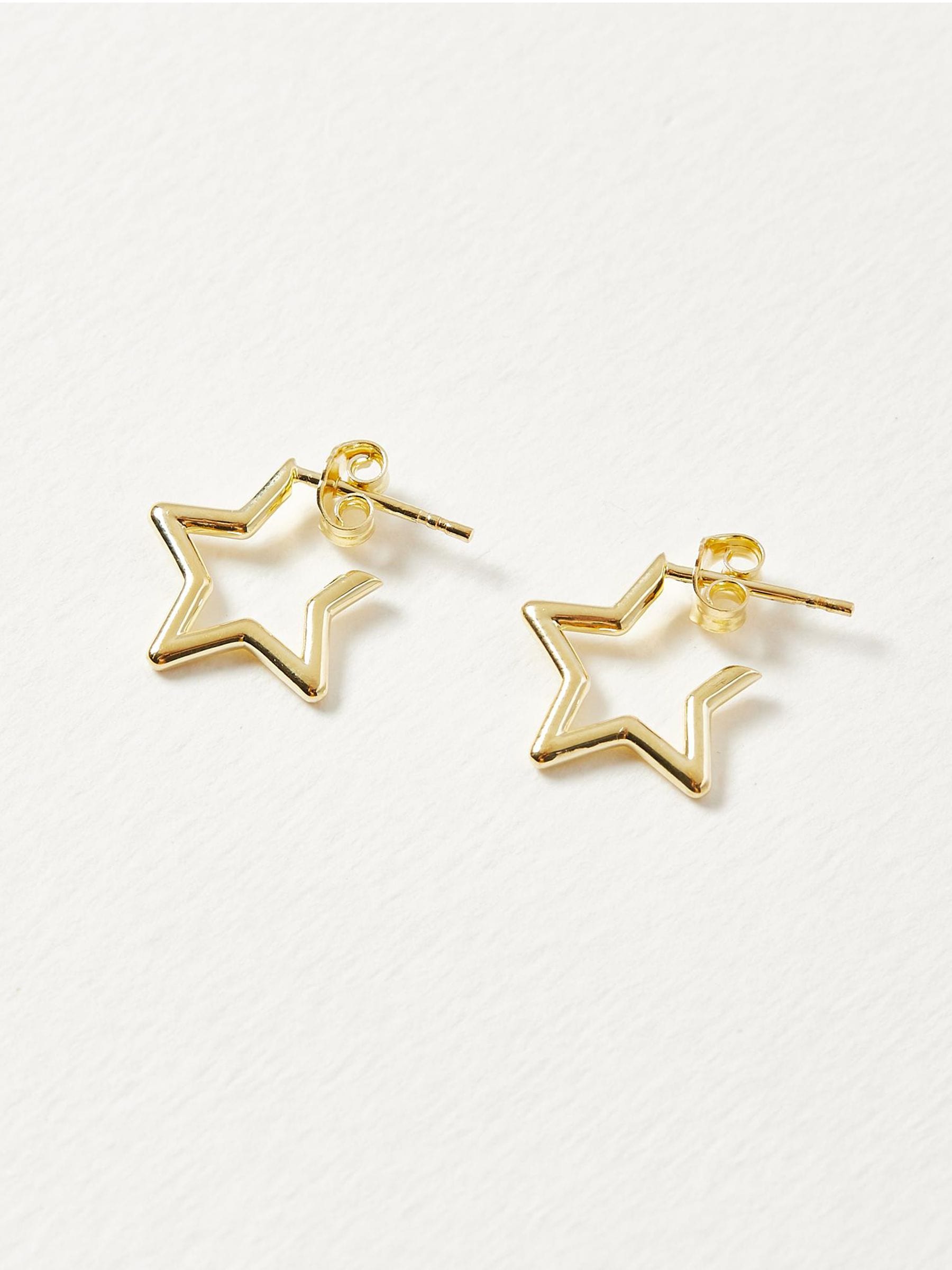 Oliver Bonas small star outline hoop earrings, imported from the UK