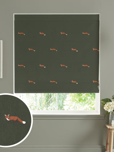 Next Sophie Allport Green Foxes Made to Measure Roman Blind 100% Cotton- Buy online at McGrocer