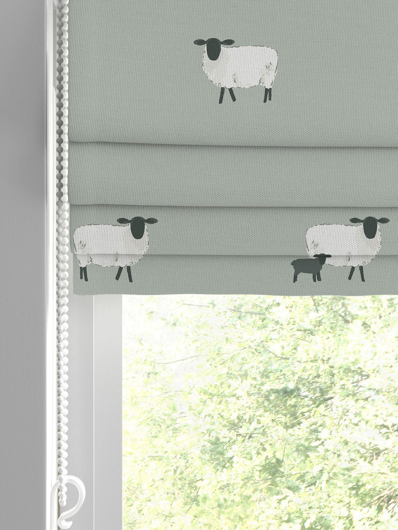 Sophie Allport green sheep pattern roman blind (British brand)