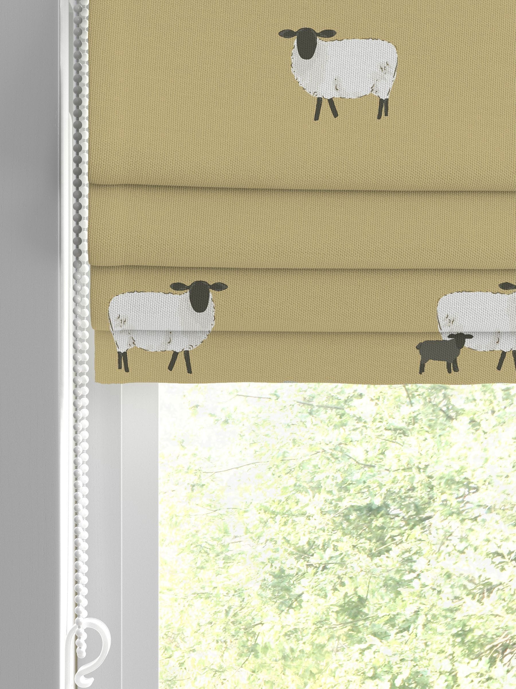 Sophie Allport sheep roman blind ochre yellow 100% cotton (British brand)