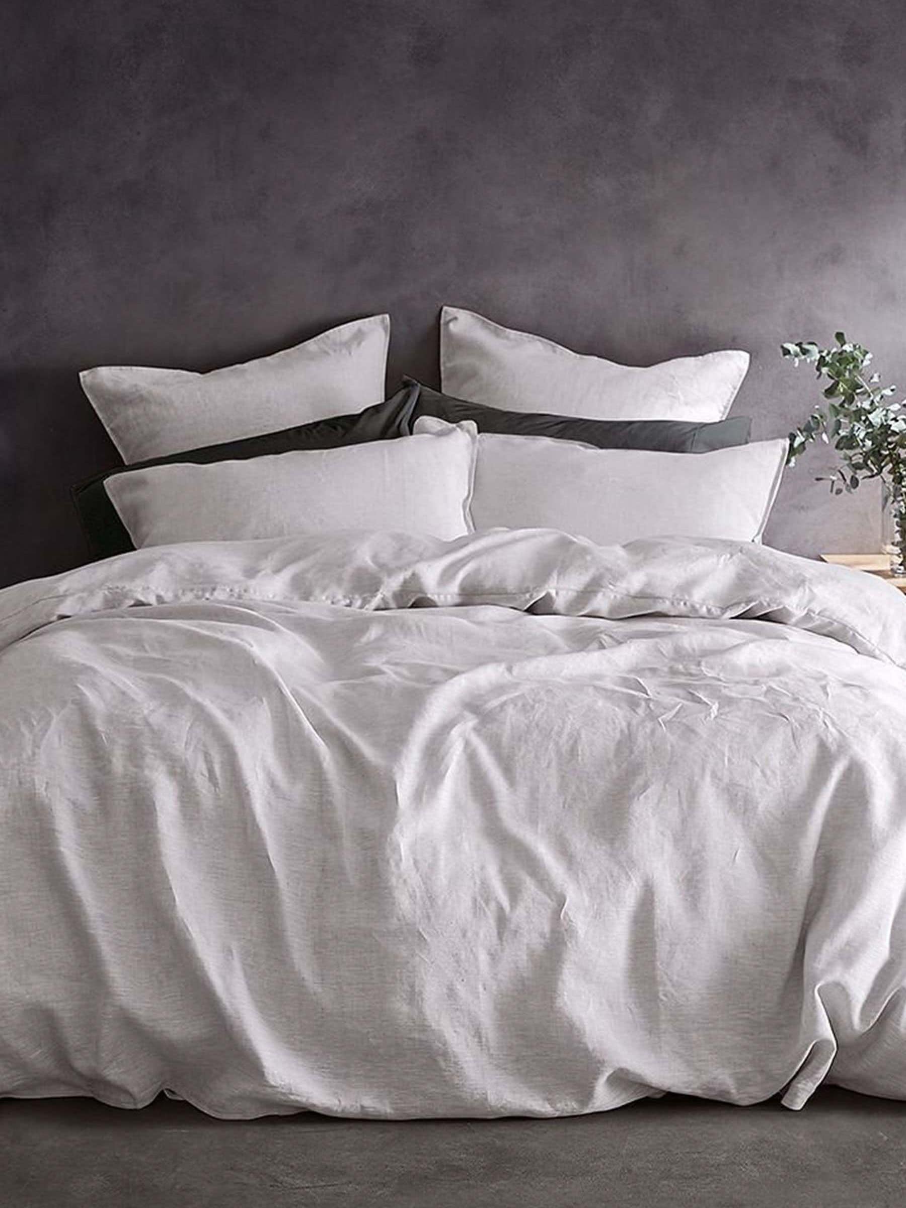 Lazy Linen Set of 2 Blue Washed 100% Linen Pillowcases