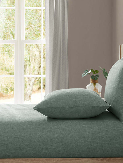Lazy Linen Green Gewaschenes Leinen Spannbettlaken