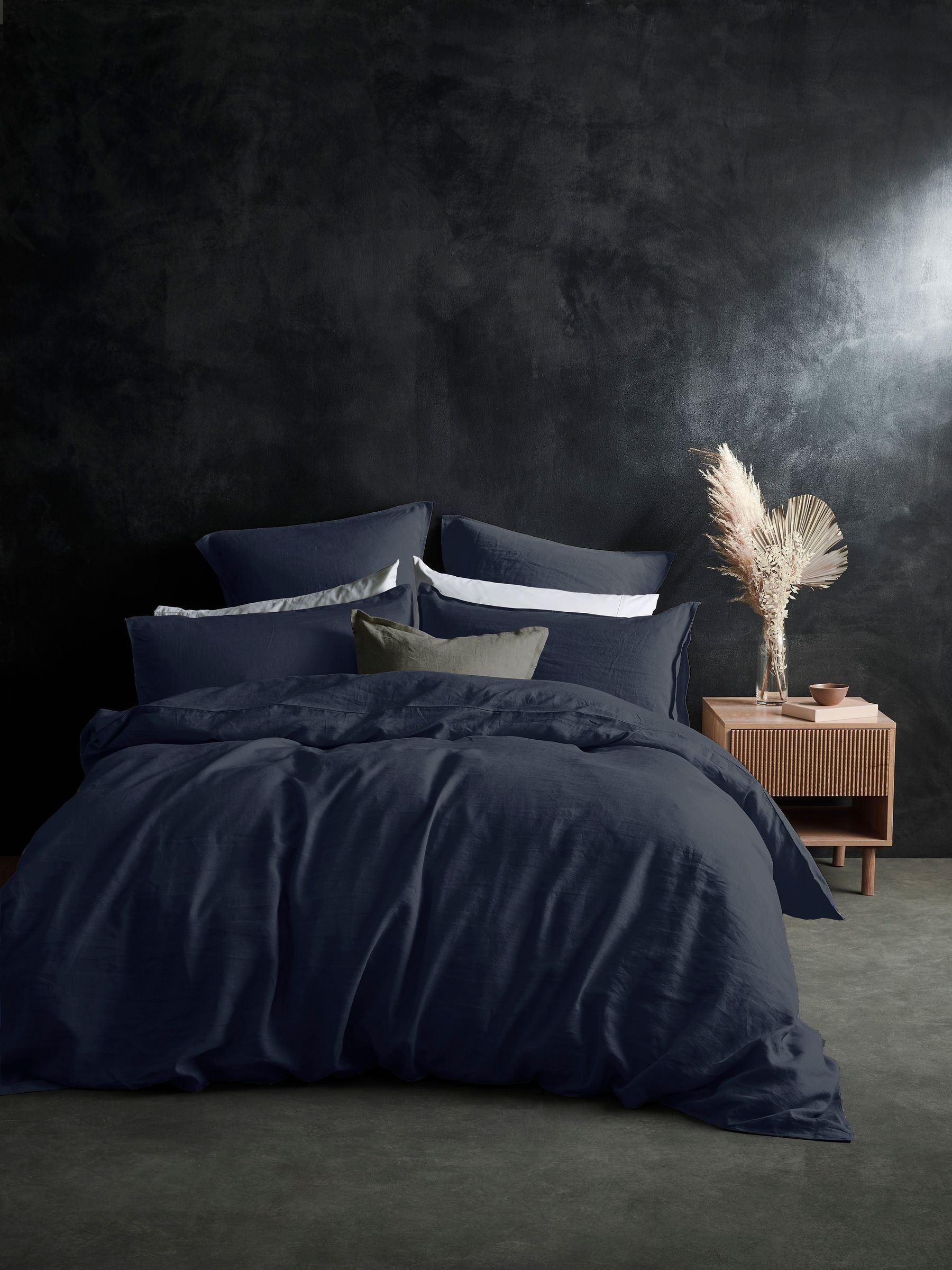 Ensemble Lazy Linen de 2 taies d'oreiller en lin délavé bleu, importé du Royaume-Uni