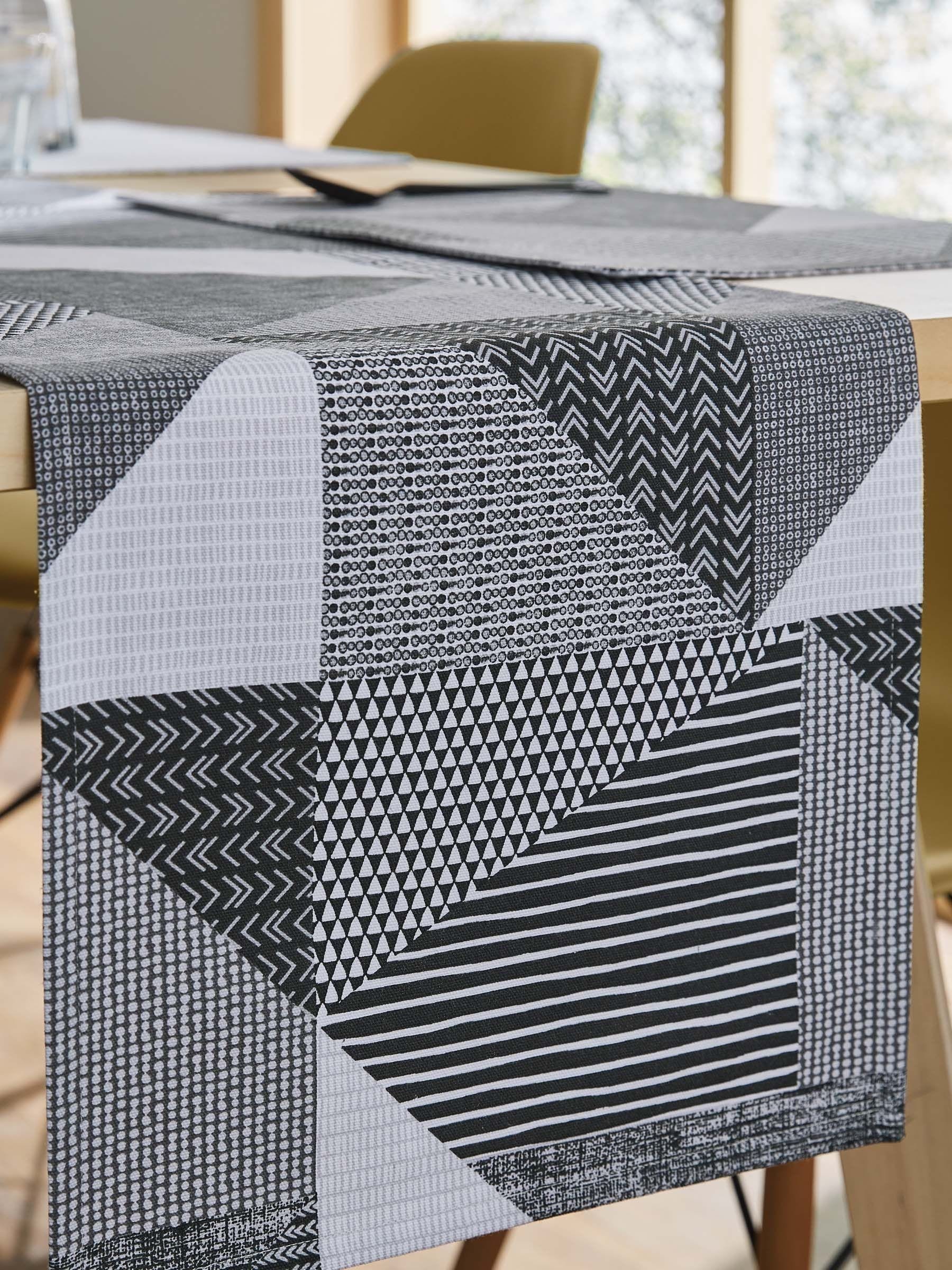 Catherine Lansfield Grey Larsson Geo 100% Cotton Table Runner