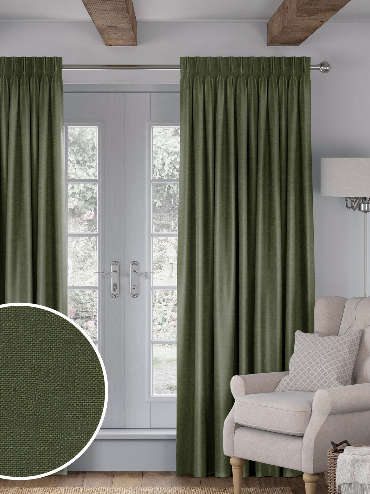 Voyage Maison Romeo forest green made to measure curtains (British brand)