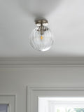Ceiling light brushed chrome Bourton flush fitting, imported from the UK