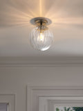 Ceiling light brushed chrome Bourton flush fitting, imported from the UK