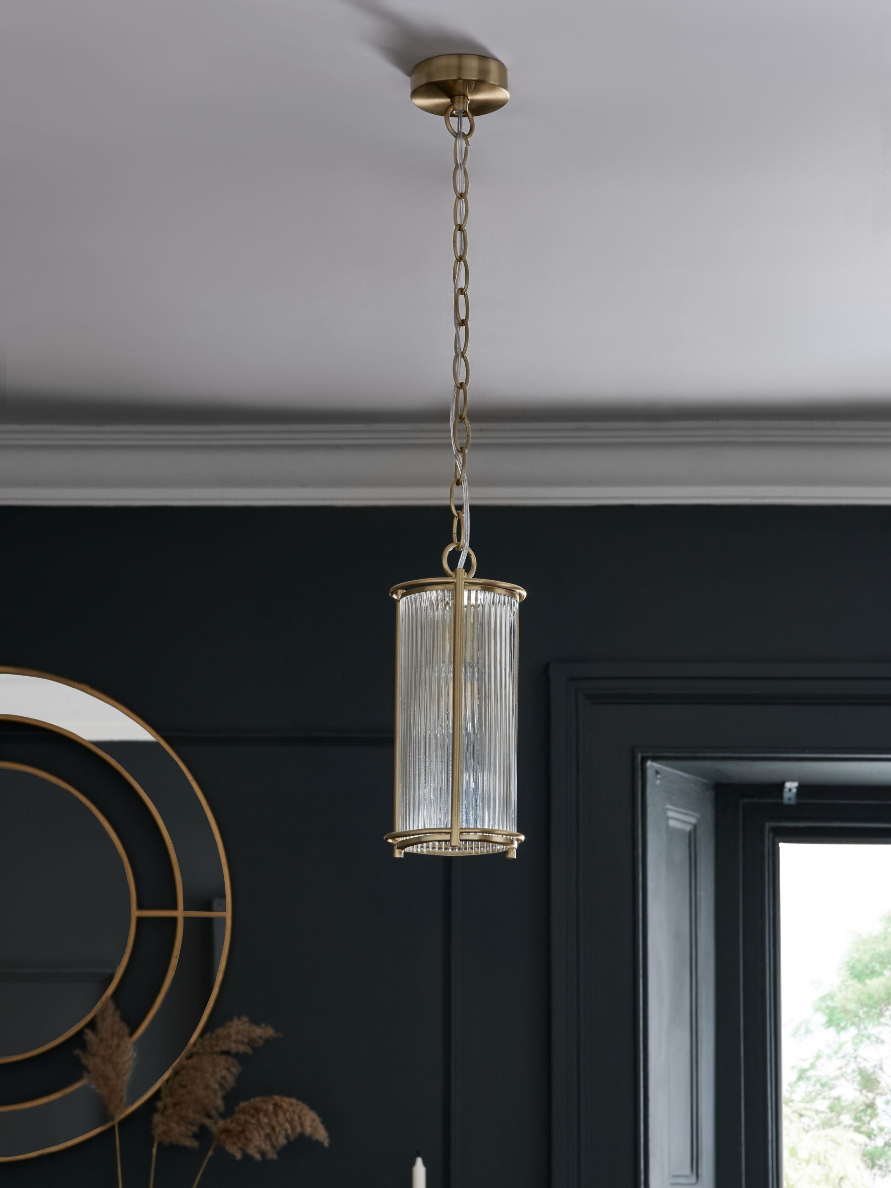 Hertford brass pendant light clear glass - British product