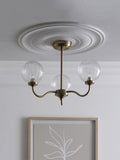 Brass Bourton flush ceiling light with 3 glass shades, imported from the UK