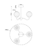 Brass Bourton flush ceiling light with 3 glass shades, imported from the UK