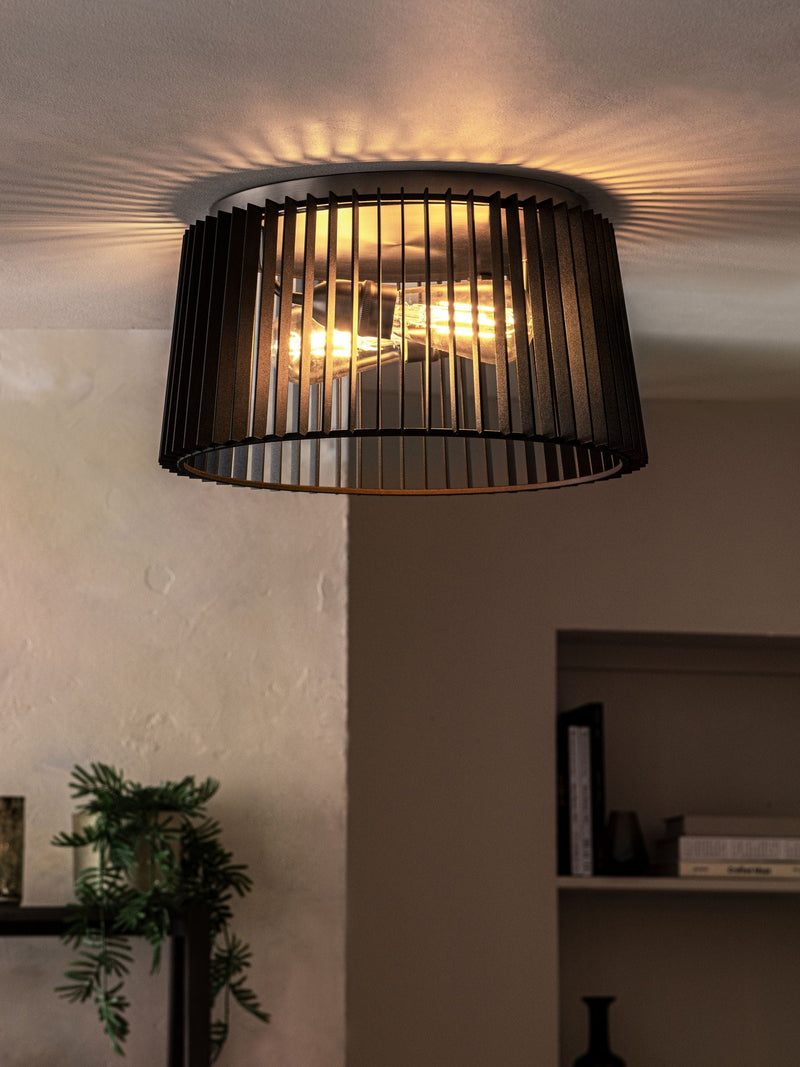 Flush ceiling light black metal 38cm - British product