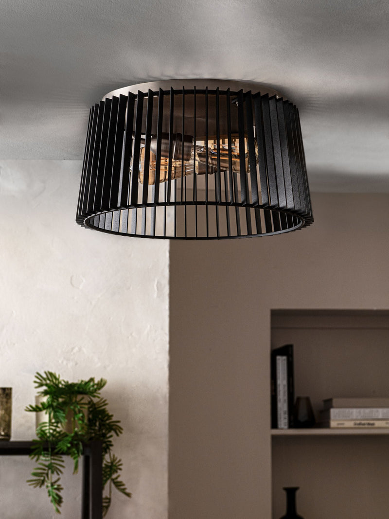 Flush ceiling light black metal 38cm - British product