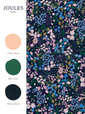 Joules ditsy floral wallpaper in navy and garden greens (British brand)