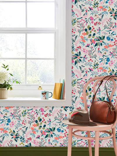 Next Joules Antique Creme Fields Edge Floral Wallpaper- Buy online at McGrocer