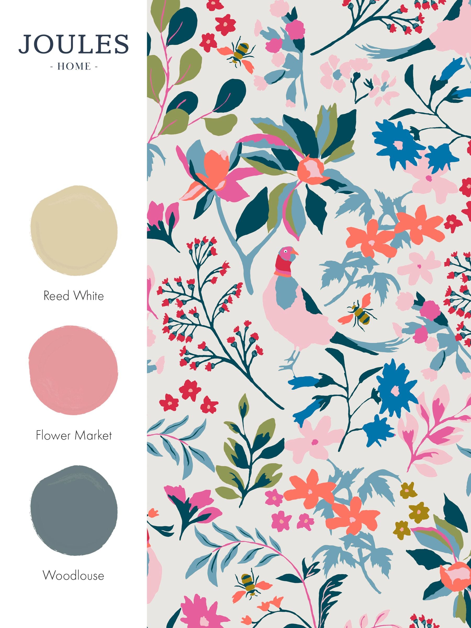 Joules floral wallpaper antique creme fields edge - British brand
