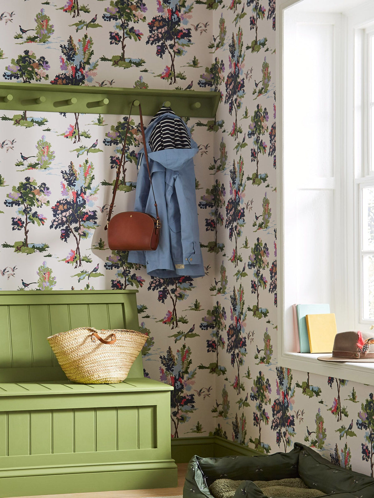 Joules wallpaper Dawn Grey Woodland Scene, UK version