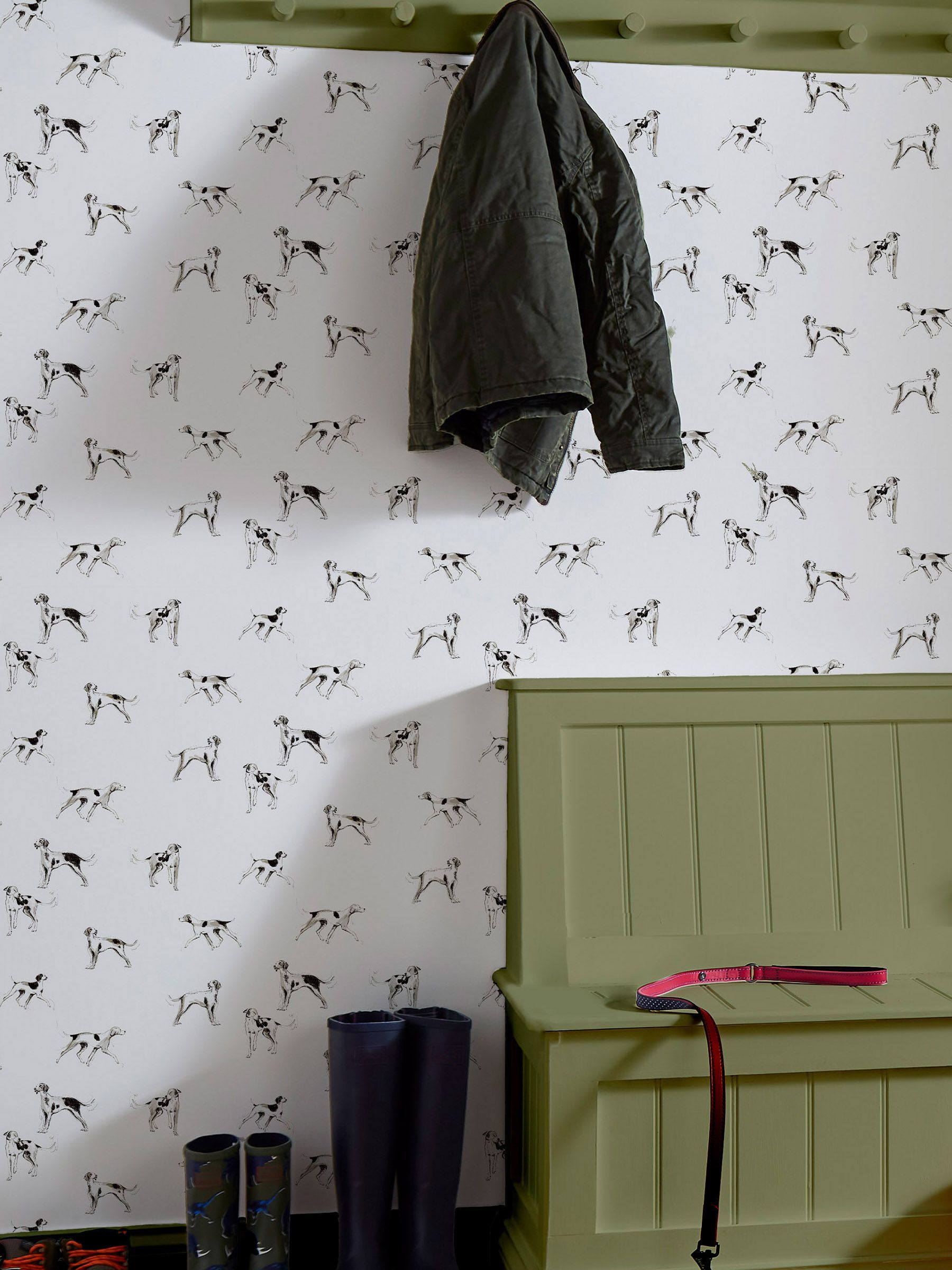 Joules Antique Creme Sketchy Dogs wallpaper (British brand)
