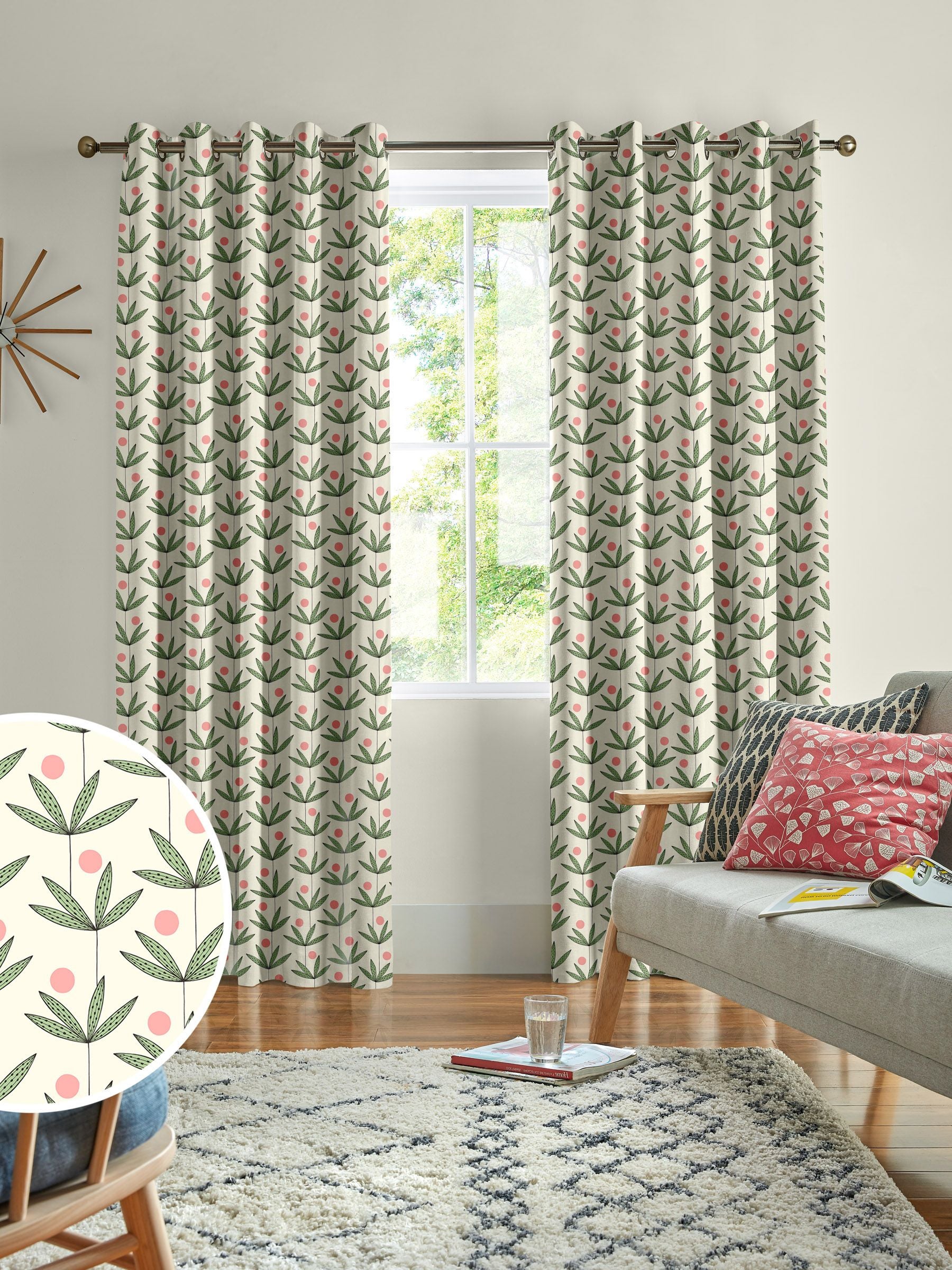 MissPrint Glades Palm Tree made to measure curtains, UK version